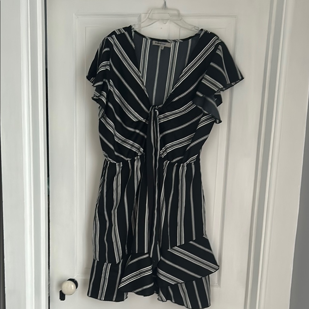 Bailey Blue Black and White Ruffled Tiered Sundress